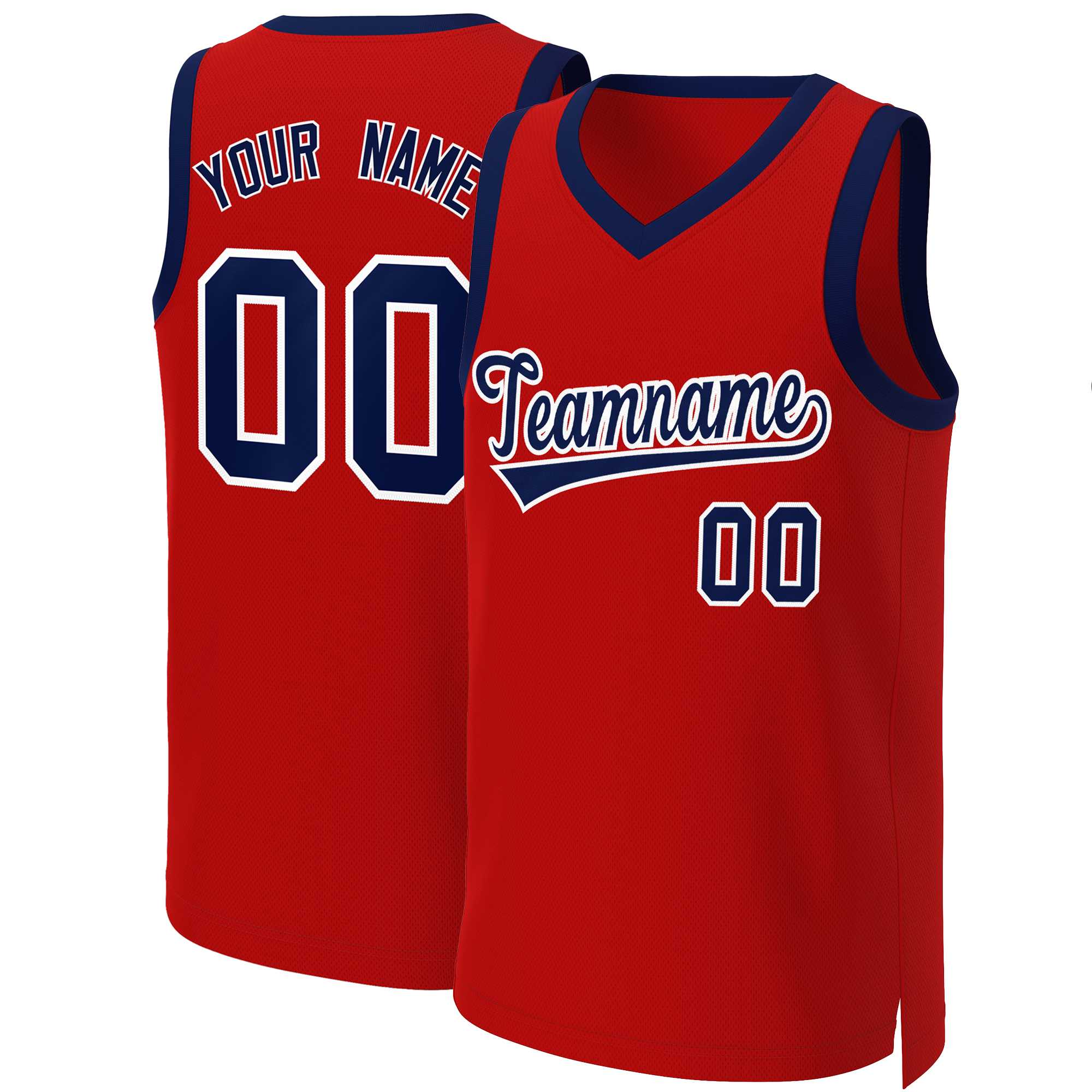 Custom Red Navy-White Classic Tops Basketball Jersey