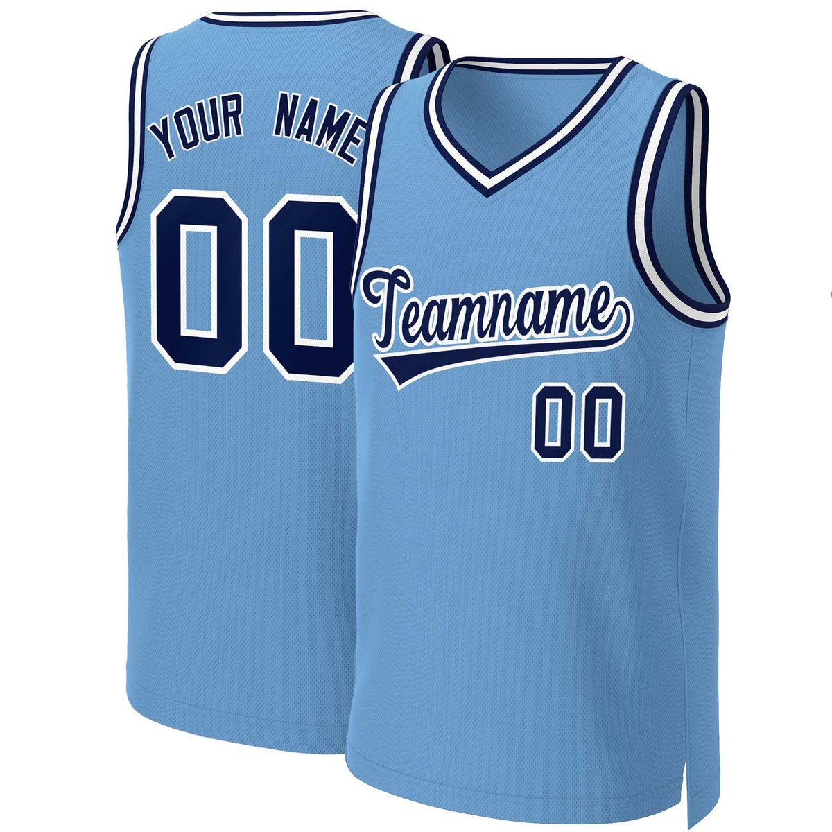 Custom Light Blue Navy-White Classic Tops Basketball Jersey
