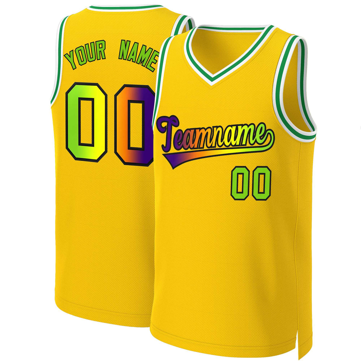 Custom Yellow Purple-Black Classic Gradient Fashion Tops Basketball Jersey