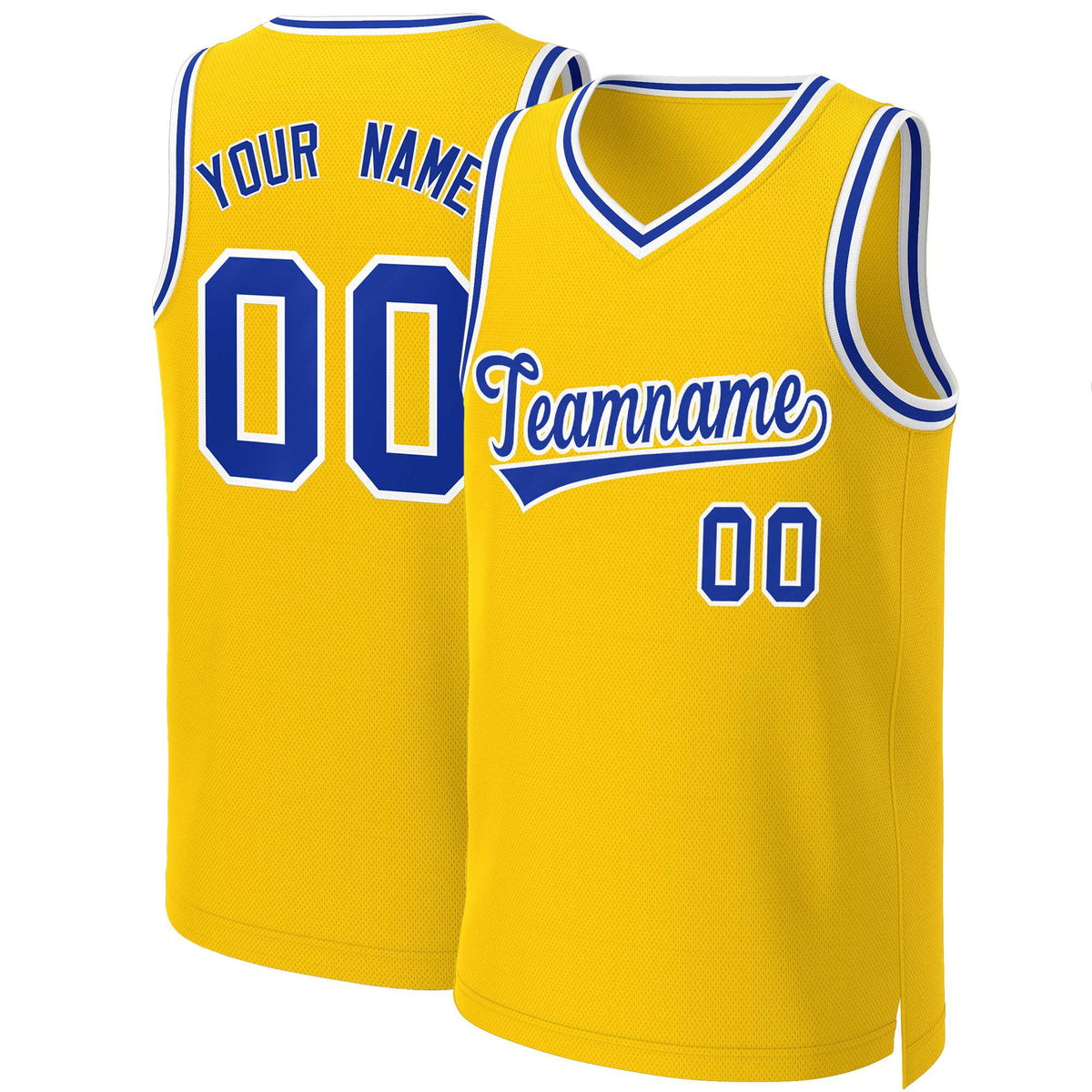 Custom Yellow Royal-White Classic Tops Basketball Jersey
