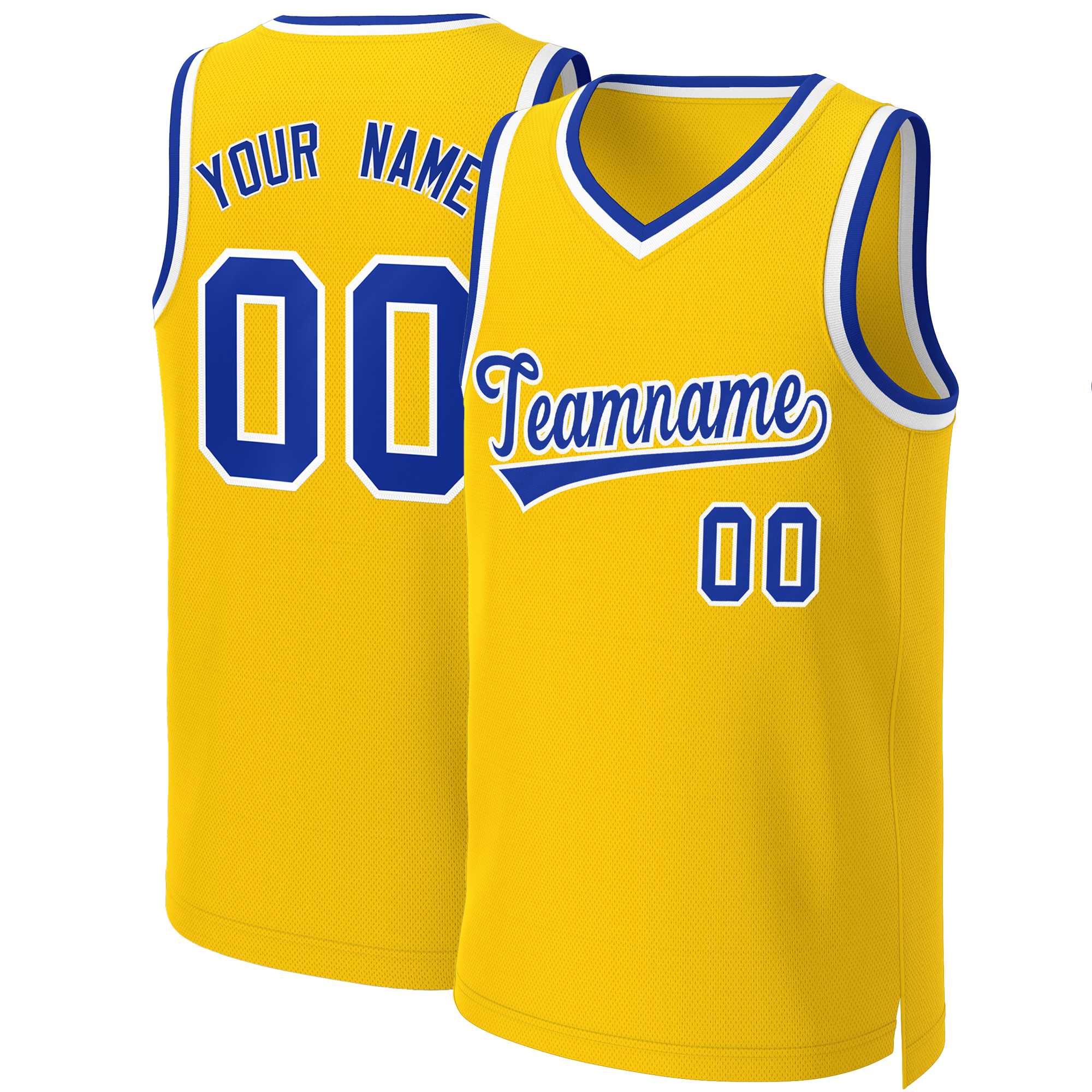 Custom Yellow Royal-White Classic Tops Basketball Jersey