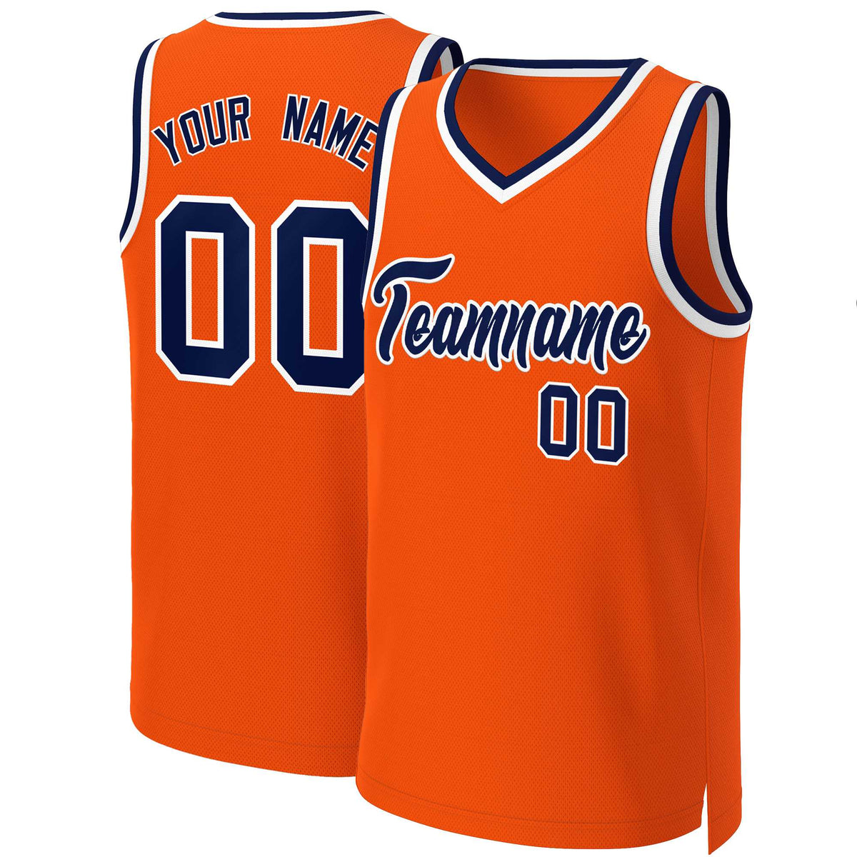 Custom Orange Navy-White Classic Tops Basketball Jersey