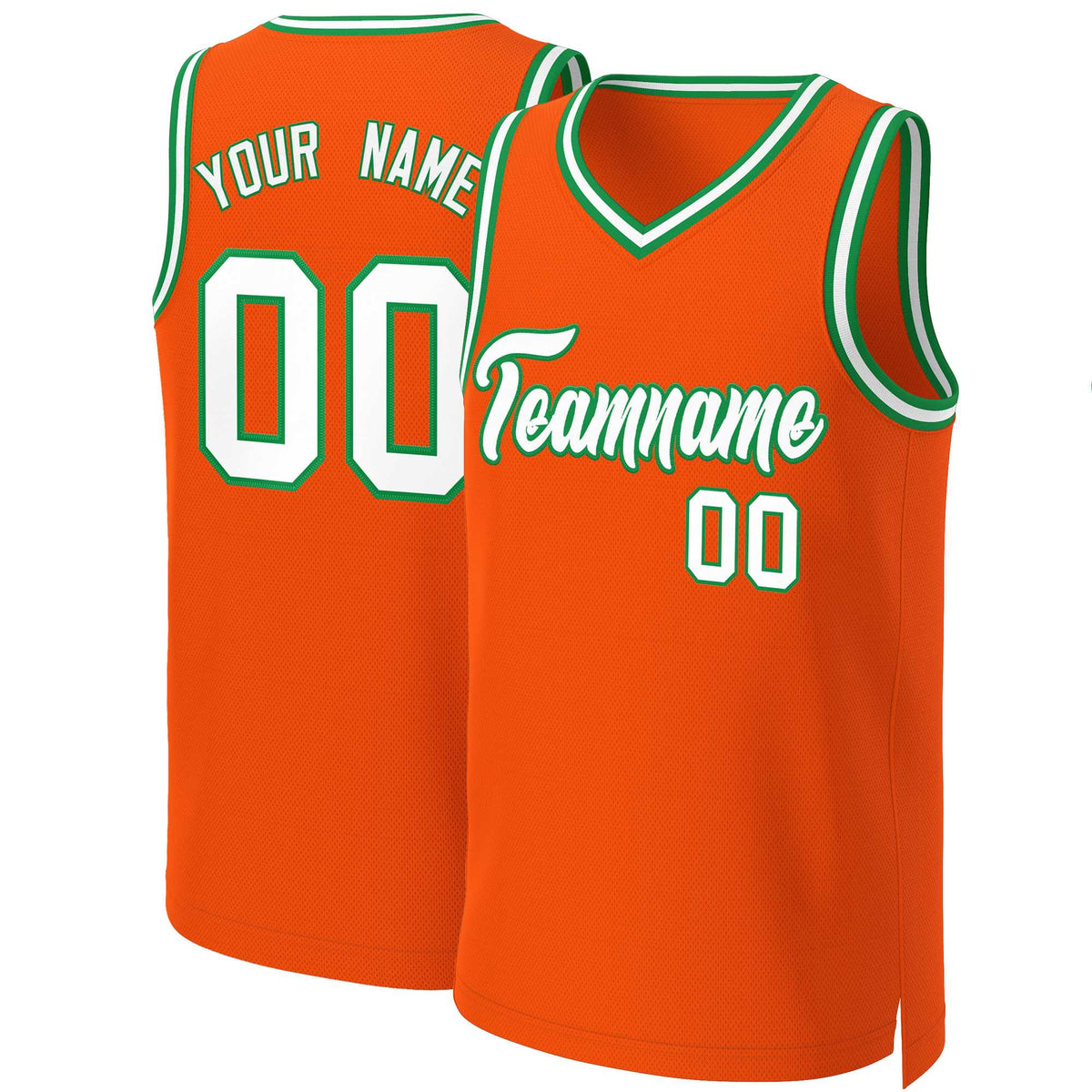 Custom Orange White-Kelly Green Classic Tops Basketball Jersey