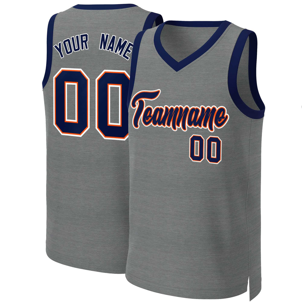 Custom Dark Gray Navy-Orange Classic Tops Basketball Jersey