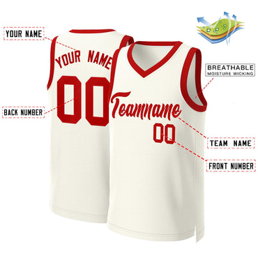 Custom Khaki Red Classic Tops Basketball Jersey