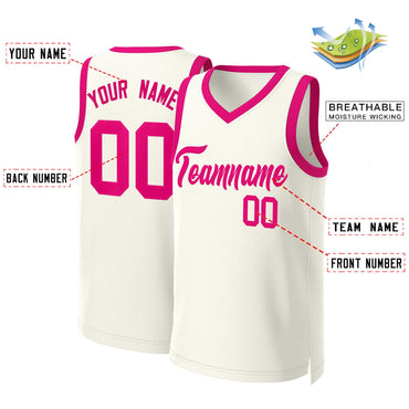 Custom Khaki Pink Classic Tops Basketball Jersey