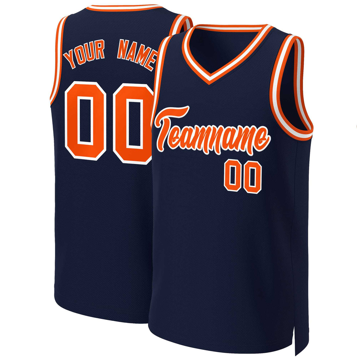 Custom Navy Orange-White Classic Tops Basketball Jersey