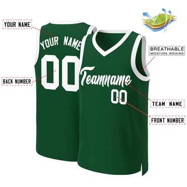 Custom Green White Classic Tops Basketball Jersey