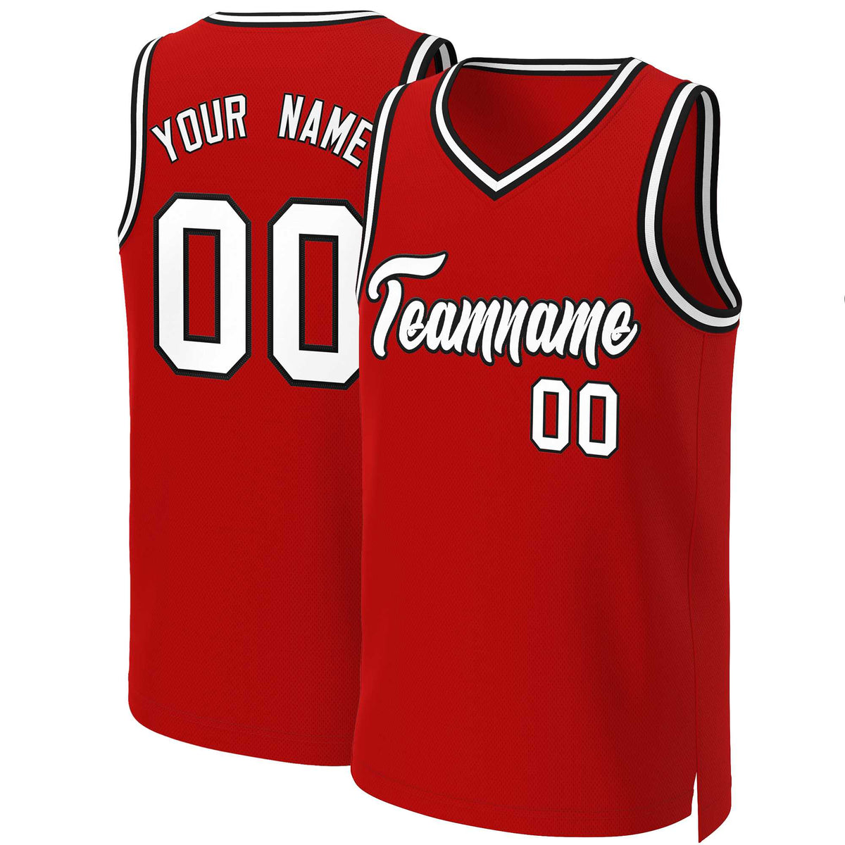 Custom Red White-Black Classic Tops Basketball Jersey