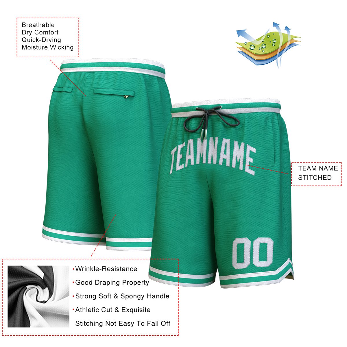 Custom Hunter Green White Personalized Basketball Shorts