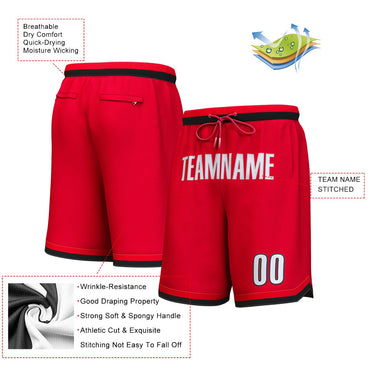Custom Red White Personalized Basketball Shorts