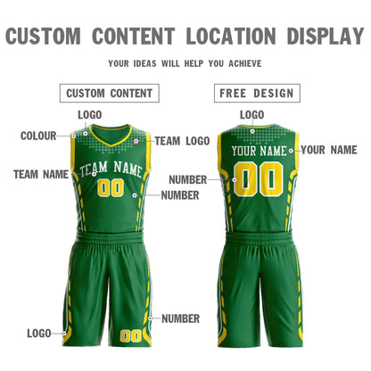 Custom Kelly Green White Graffiti Pattern Sets Oblique Bar Basketball Jersey