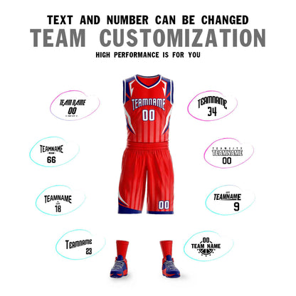 Custom Red White-Navy Graffiti Pattern Sets Angular Element Basketball Jersey