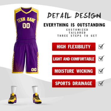 Custom Purple Gold-White Graffiti Pattern Sets Bar Element Basketball Jersey