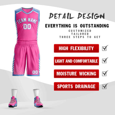 Custom Pink White-Powder Blue Graffiti Pattern Sets Bar Element Basketball Jersey