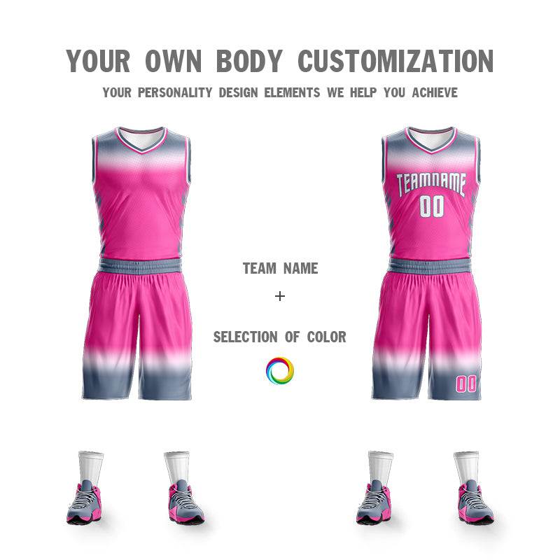Custom Gray White White-White Gradient Fashion Sets Basketball Jersey