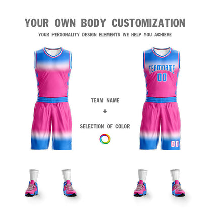 Custom Powder Blue White Powder Blue-White Gradient Fashion Sets Basketball Jersey