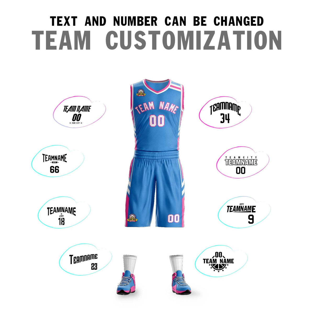 Custom Powder Blue White Pink Classic Sets Mesh Basketball Jersey