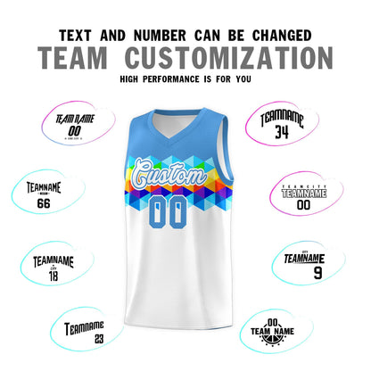 Custom Powder Blue White Personalized Colorful Basketball Jersey Sets