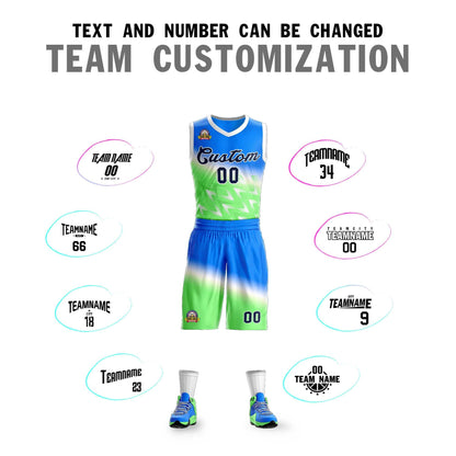 Custom Blue Green-Black Gradient Fashion Sets Slash Basketball Jersey