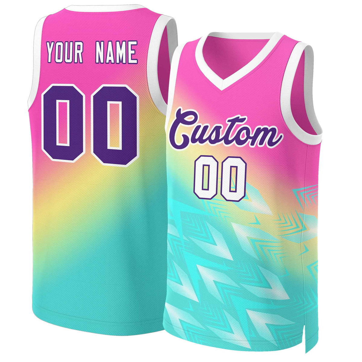 Custom Red Green-Purple Gradient Fashion Tops Slash Basketball Jersey