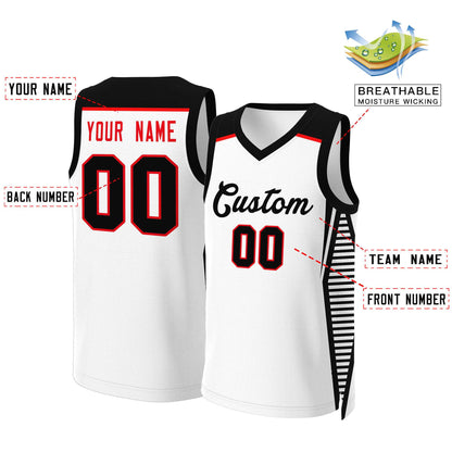 Custom White Black Classic Tops Mesh Basketball Jersey