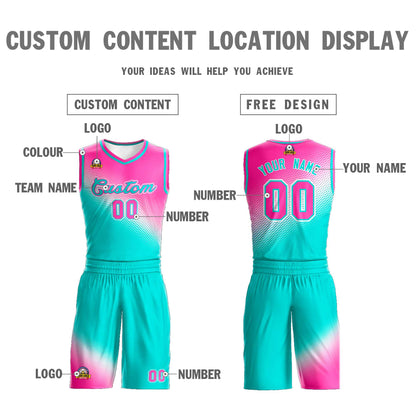 Custom Rose Red Aqua Gradient Fashion Sports Uniform Basketball Jersey