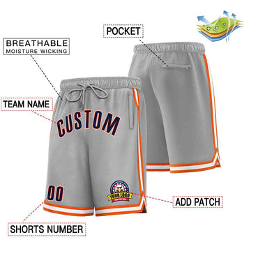 Custom Gray Navy-White Classic Style Basketball Mesh Shorts