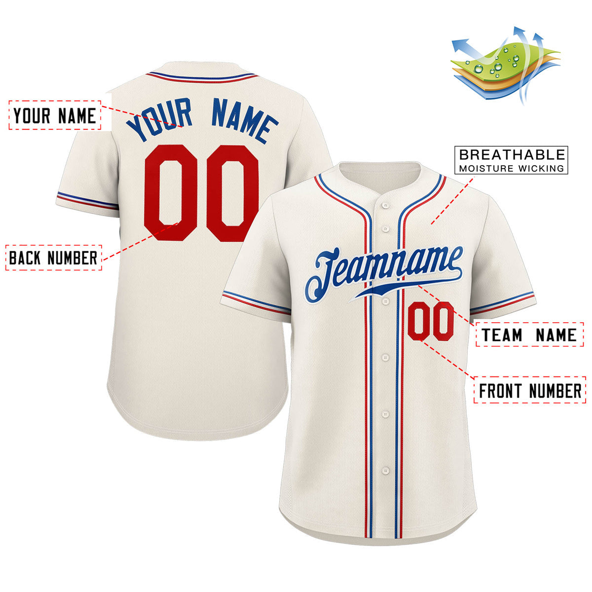 Custom Khaki Royal-White Classic Style Authentic Baseball Jersey