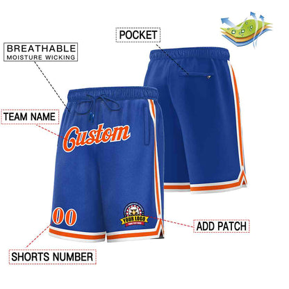 Custom Royal Orange-White Classic Style Basketball Mesh Shorts