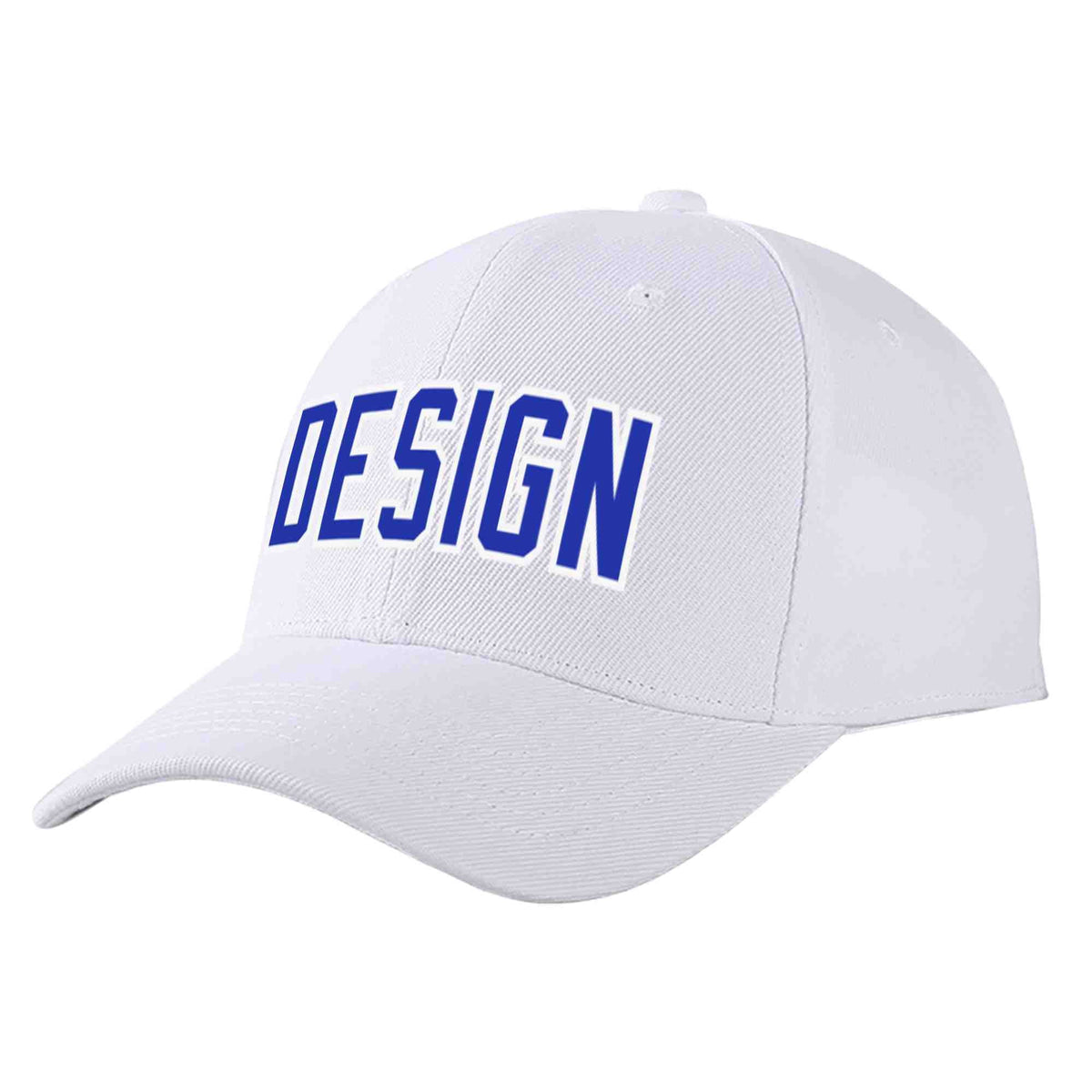 Custom White Royal-White Curved Eaves Sport Design Baseball Cap