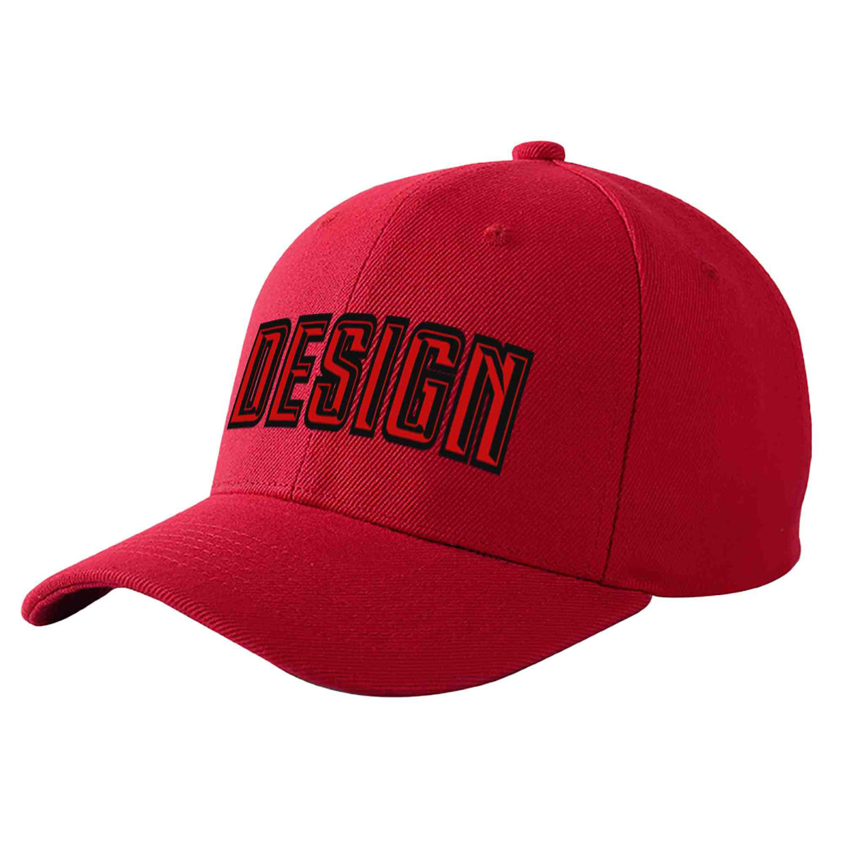 Custom Red Red-Black Curved Eaves Sport Design Baseball Cap