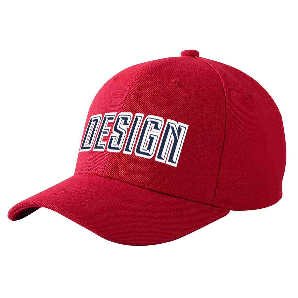 Custom Red Navy-White Curved Eaves Sport Design Baseball Cap