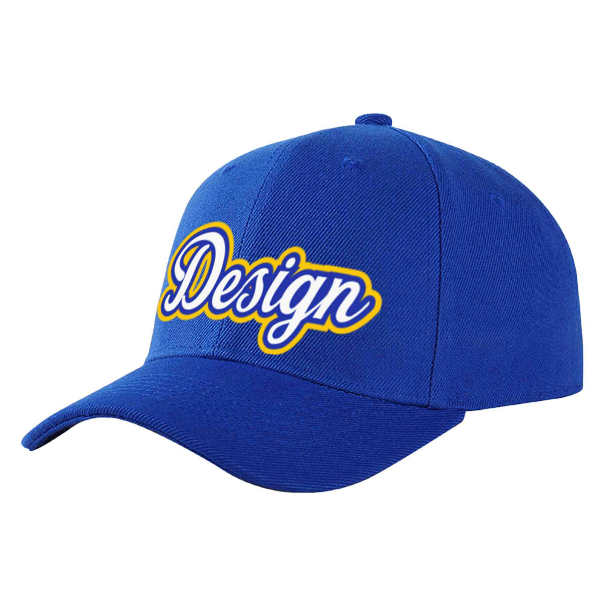 Custom Royal White-Royal Curved Eaves Sport Design Baseball Cap