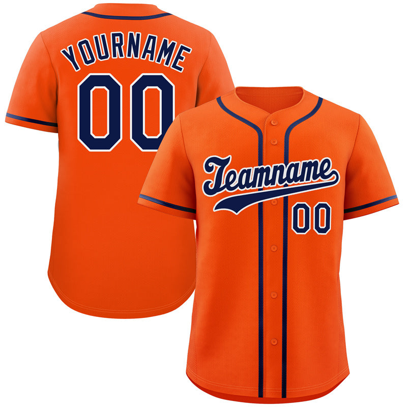 Custom Orange Navy-White Bull Classic Style Authentic Baseball Jersey