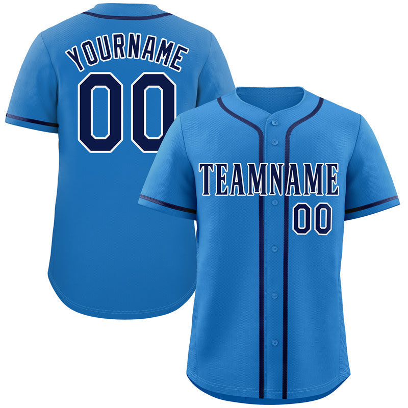 Custom Powder Blue Navy-White Hook Classic Style Authentic Baseball Jersey