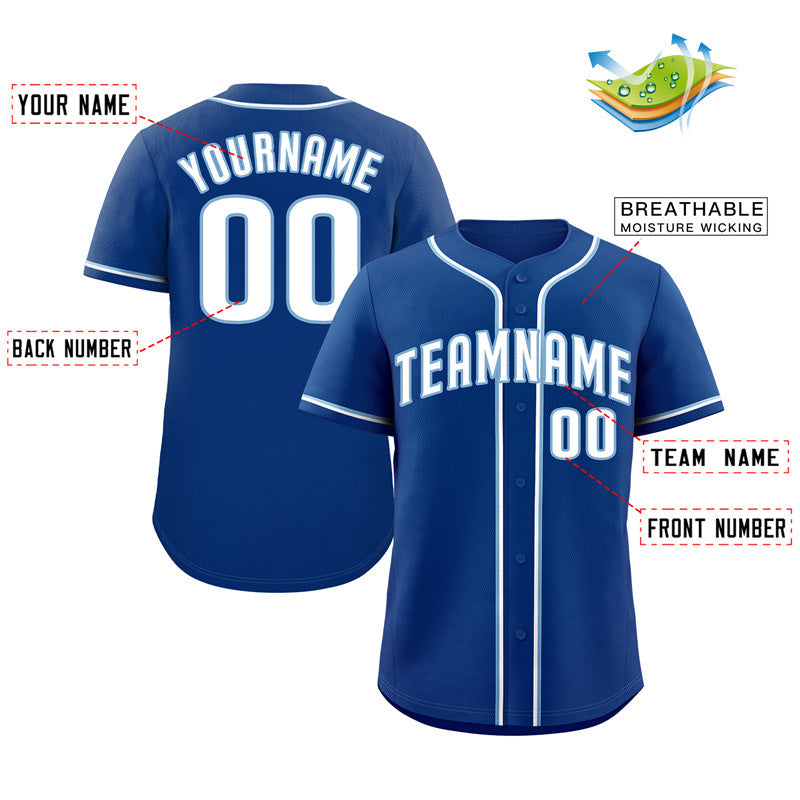 Custom Royal White-Light Blue Hook Classic Style Authentic Baseball Jersey