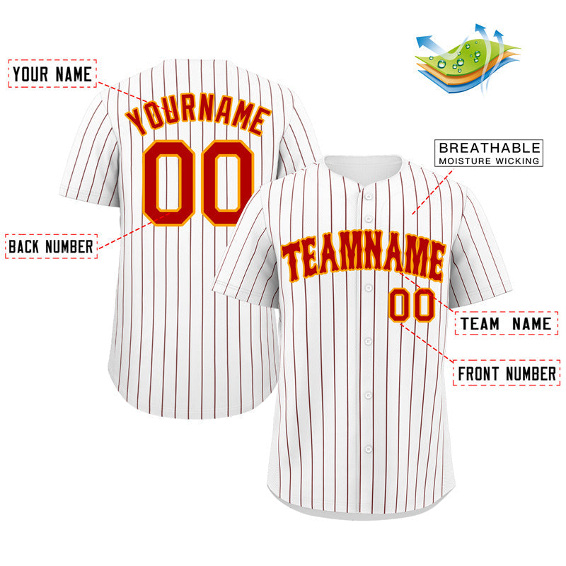 Custom White Red Stripe Fashion Authentic Baseball Jersey