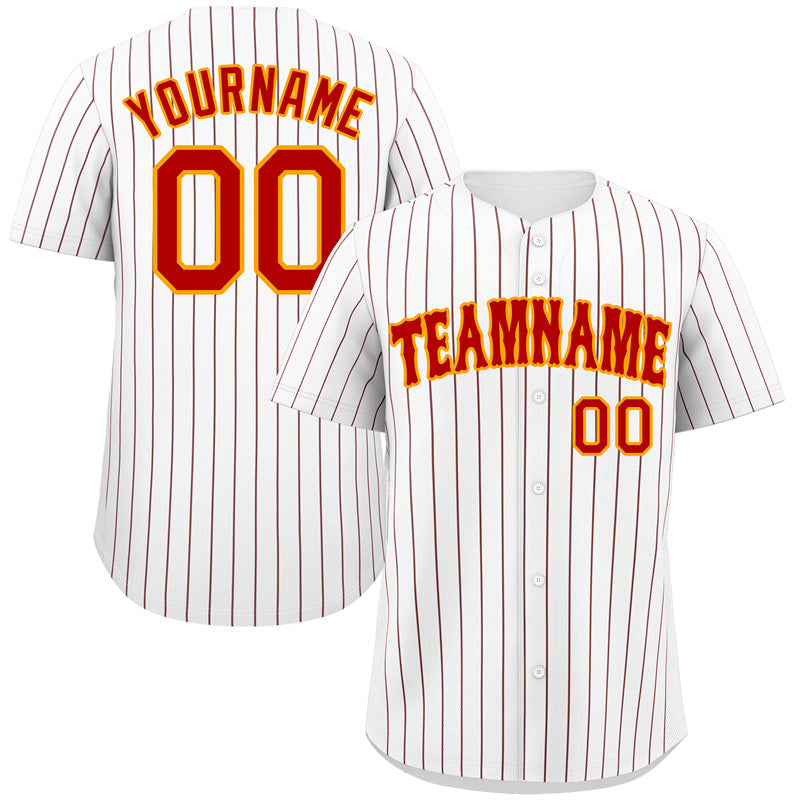 Custom White Red Stripe Fashion Authentic Baseball Jersey