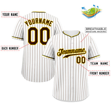 Custom White Black-Gold Hook Stripe Fashion Authentic Baseball Jersey