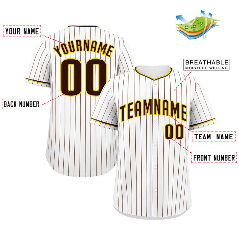 Custom White Black-Gold Hook Stripe Fashion Authentic Baseball Jersey