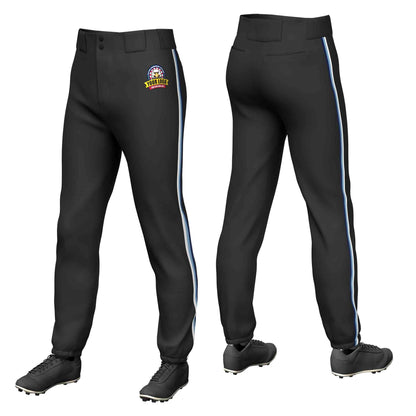 Custom Black White Light Blue-Navy Classic Fit Stretch Practice Pull-up Baseball Pants