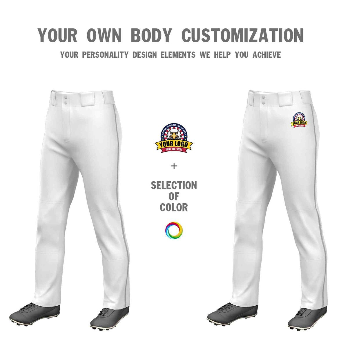 Custom White Gray Classic Fit Stretch Practice Loose-fit Baseball Pants