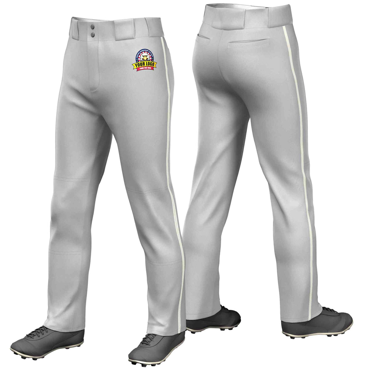 Custom Gray Cream Classic Fit Stretch Practice Loose-fit Baseball Pants