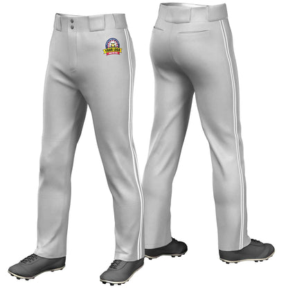 Custom Gray White Gray-White Classic Fit Stretch Practice Loose-fit Baseball Pants