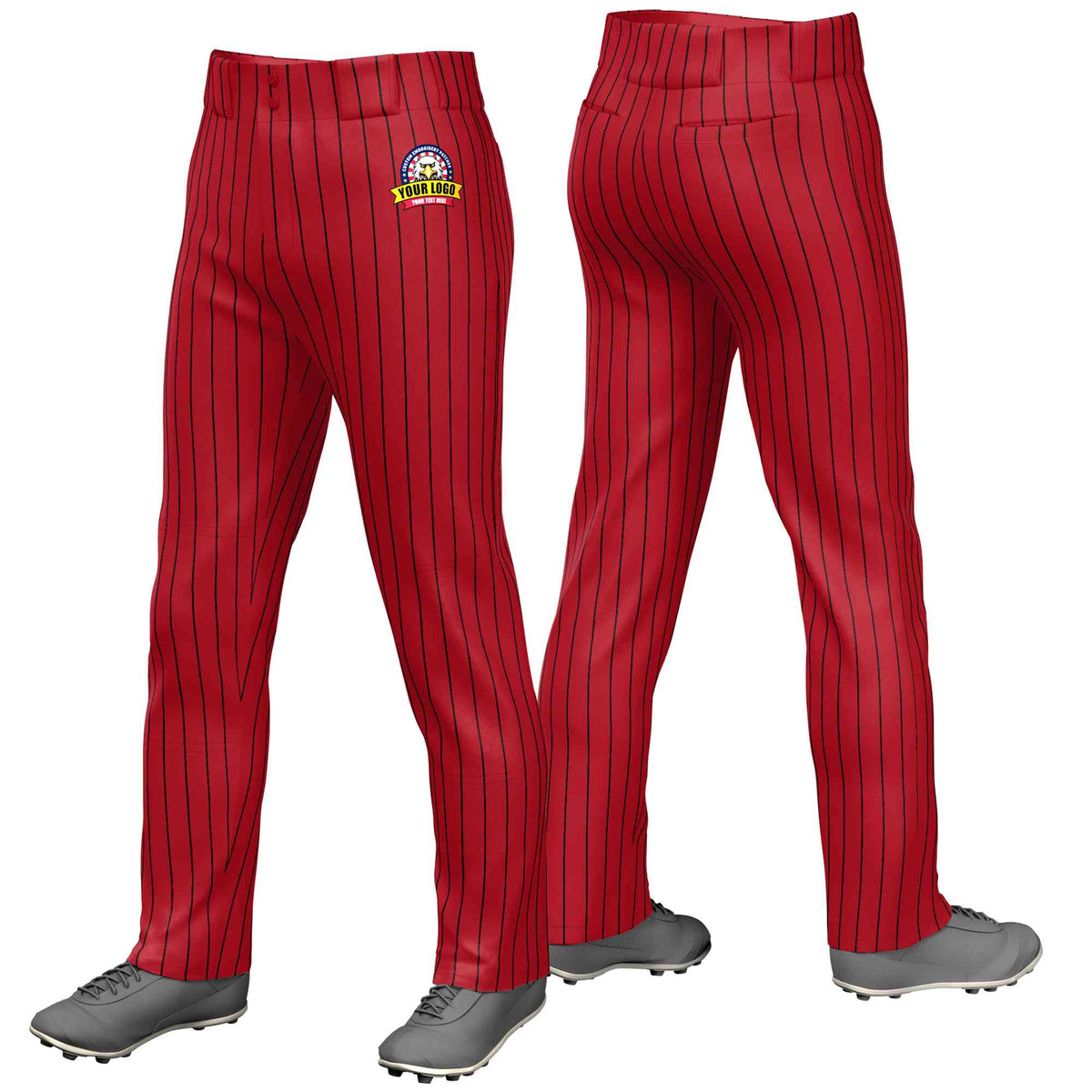 Custom Red Black Pinstripe Fit Stretch Practice Loose-fit Baseball Pants