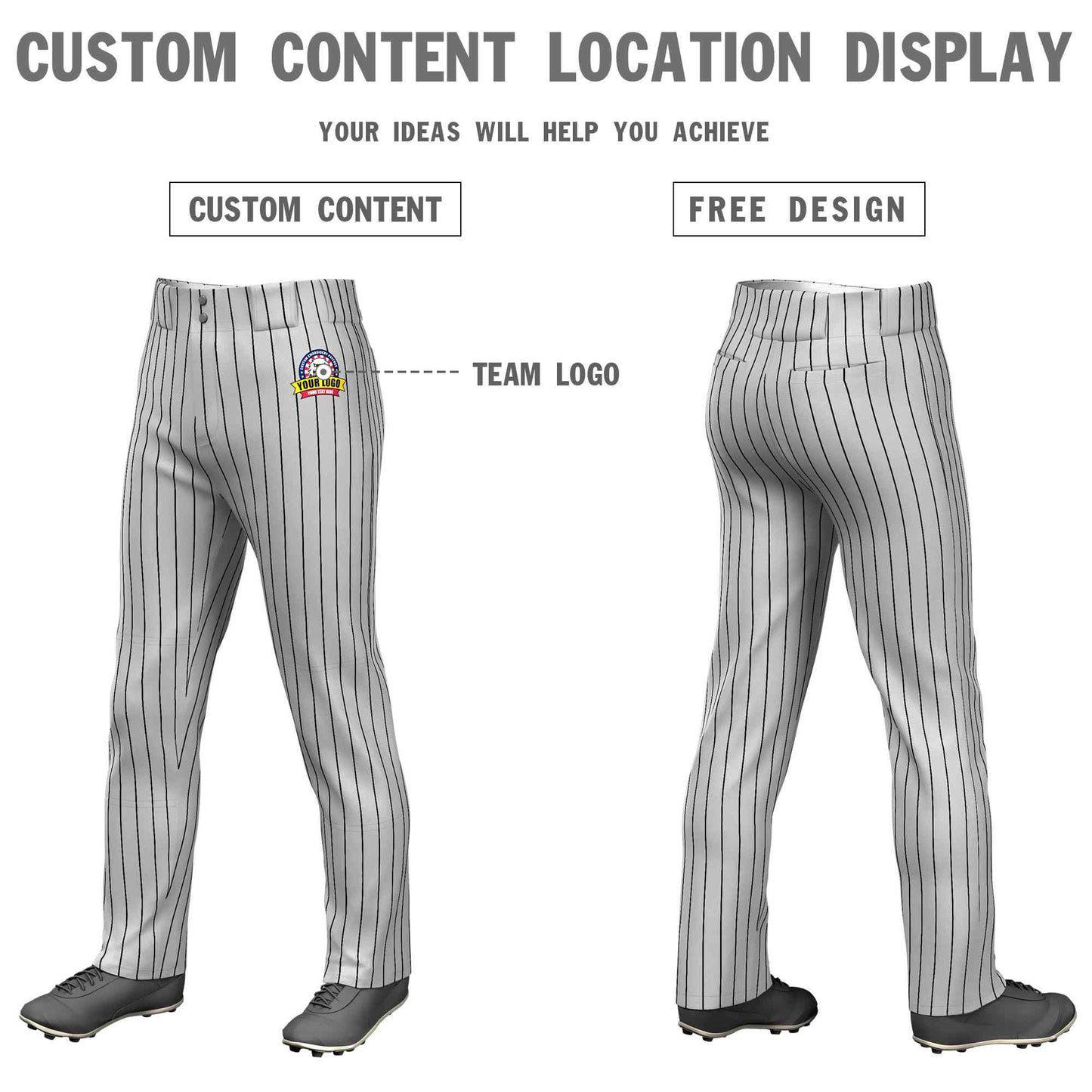 Custom Gray White Pinstripe Fit Stretch Practice Loose-fit Baseball Pants