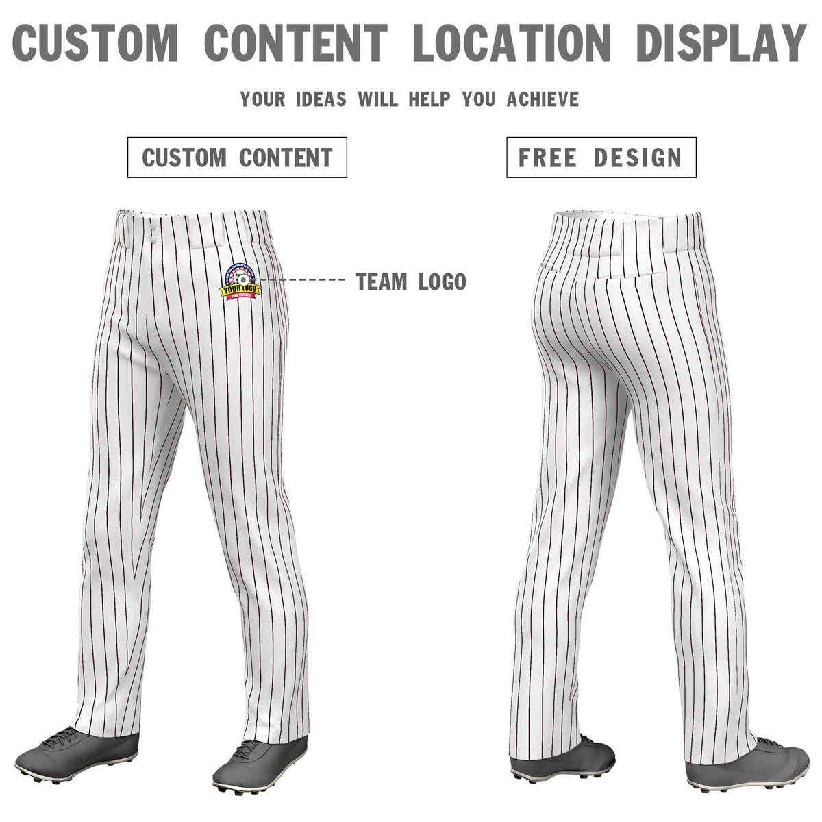 Custom White Brown Pinstripe Fit Stretch Practice Loose-fit Baseball Pants