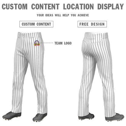 Custom White Black Pinstripe Fit Stretch Practice Loose-fit Baseball Pants