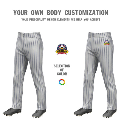 Custom Gray Navy Pinstripe Fit Stretch Practice Loose-fit Baseball Pants